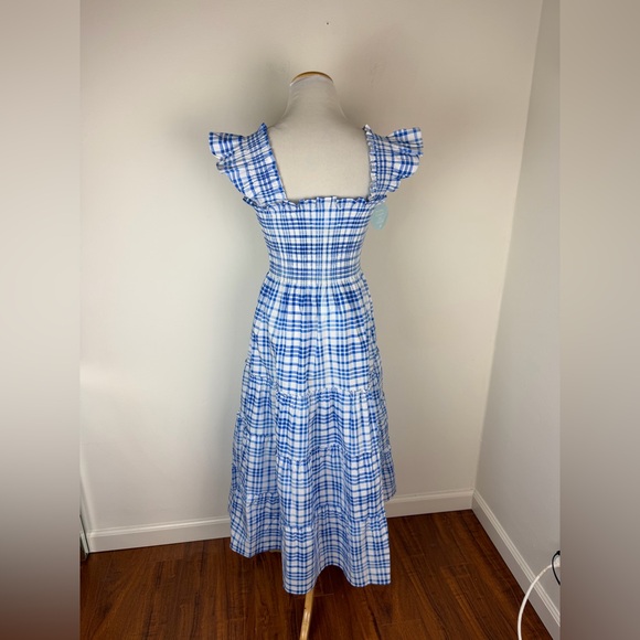 NWT Hill House Water color gingham nap midi dress Blue Size S - Picture 7 of 12